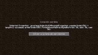 Minecraft Bug: Internal Exception: java.lang.IndexOutOfBoundsException