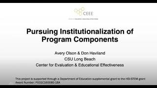 Pursuing Institutionalization of Program Components (Webinar)