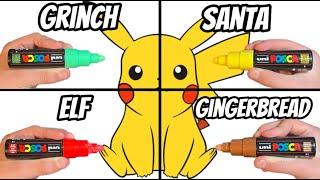 Drawing Pikachu In 4 Different Christmas Styles!