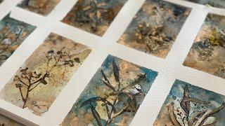 Playing with watercolour and stamps-mini thumbnail ephemera