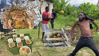 Baking Tasty Pineapple & Apple Chicken In Tree Root‍#NuhFightIt