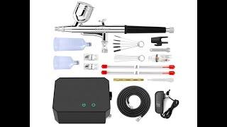 Full Test/Set Up Gocheer Airbrush Kit 40 PSI Compressor, Non-Clogging Airbrush 0.2/.3/.5mm Nozzle