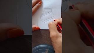 Step by step unique drawing with pot 🪴