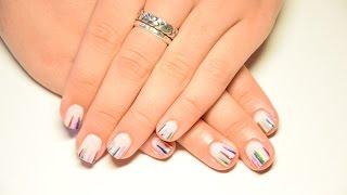 Gelish nails with colorful lines