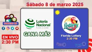 Lotería Nacional Gana Más y Florida Lottery en VIVO │Sábado 8 de marzo 2025  – 2:30 PM