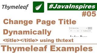 Change Web Page Title Dynamically - Thymeleaf Examples | Java Inspires