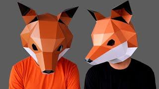 How to make Fox mask | Low poly fox mask | Papercraft mask template and animal mask by 3dfancy