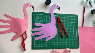 Handprint flamingo craft tutorial