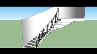 Sketchup Making Of  ; Curved Railing For Stairs