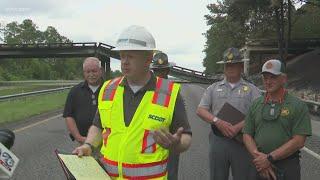 Bridge collapses on I-20 after fiery crash in South Carolina