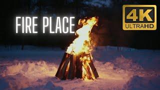 Crackling Fireplace from Fireplace on snow (4K Ultra HD)