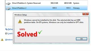 Windows cannot be installed to this disk | Windows can only be installed to GPT disk | MBR partition