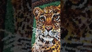 VTG 70's BOHO Leopard Latch Hook Rug Wall Hanging Large 29" x 42" Safari Africa $50