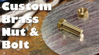 Making a Custom Brass Nut and Bolt on the Mini Lathe out of Hex Stock