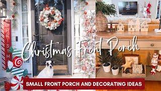 NEW SMALL CHRISTMAS FRONT PORCH DECORATE WITH ME| Christmas Powder Room and Christmas Decorating