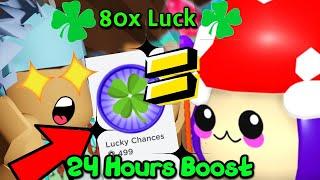 80x LUCK for 24 HOURS on new mushroom egghatched secret pet king mush!(Roblox bubblegum simulator)