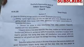 QUARTERLY EXAMINATION 2018-19 paper GENERAL ENGLISH CLASS-11||SK TEACH||