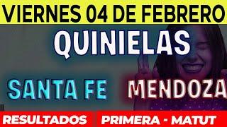 Quinielas Primera y matutina de Santa fé y Mendoza Viernes 4 de Febrero