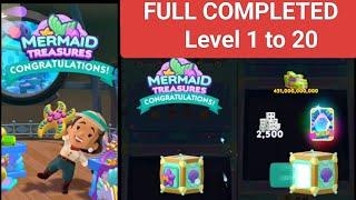 MERMAID TREASURES FULL COMPLETED LEVEL 1 TO 20 Dig event Monopoly go #monopolygo #mermaid #treasures