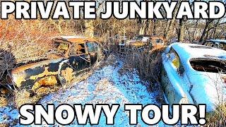 Private Snow-Covered Classic Salvage Yard Tour!! | Been Around Since the 1930s! Tons Of Old Cars!!