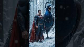 Giant Peacock hugs Superman #superman #ai #pecocke