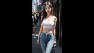 4K / white tee jeans fashion #2 / ai art lookbook