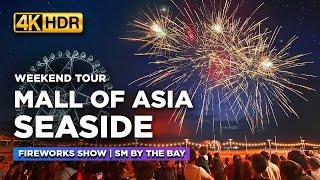 Weekend Tour at MALL OF ASIA SEASIDE | Weekly Fireworks Show and Rides at SM By the Bay【4K HDR】