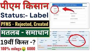 PM Kisan Yojana  : Status Label Showing  | PFMS Status Rejected, Created | 19th Kist New Update