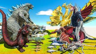 Godzilla and Anguirus vs Gigan and King Ghidorah - Animal Revolt Battle Simulator