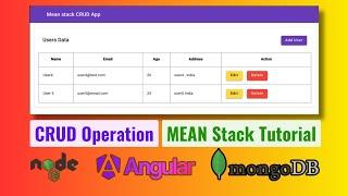 MEAN Stack CRUD Operations project tutorial | Angular | Nodejs | MongoDB