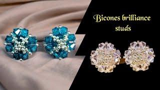 Bicone brilliance studs/DIY Beaded earrings/beading tutorials