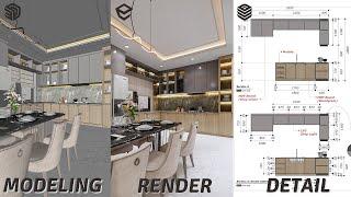 Layout SketchUp Lesson#09 From the Start of Modeling to Render and Detail in Layout SketchUp