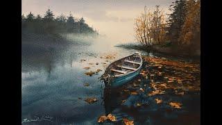 Watercolor painting tutorial - Foggy Lake