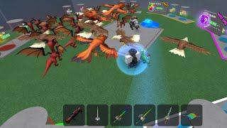 I got every weapon in lucky block roblox. filled my base with animals || lucky block battleground ||