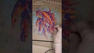 Рыбка  масляной пастелью  Челлендж. День №2. #shorts #oilpastel #painting  #speedpaint #smltart