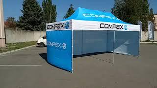 COMPEX промо палатка 6х3 брендированный раздвижной шатер с логотипами. Рекламные шатры изготовление