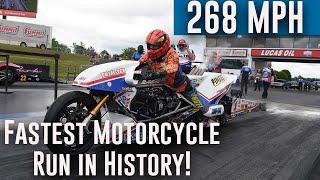 FASTEST motorcycle run in drag racing history made by Larry "Spiderman" McBride!