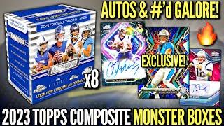 RAINING AUTOGRAPHS & NUMBERED CARDS!  2023 Topps Composite Football Retail Monster Box Review x8