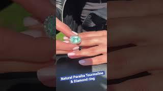 Paraiba Tourmaline and Diamond ring, 14K white gold, natural. GIA certified www.goldaevo.com