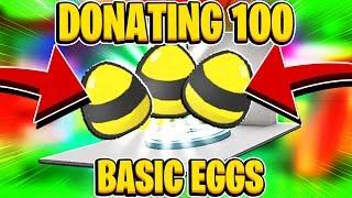 Donating 100 Basic Eggs To Wind Shrine In Roblox Bee Swarm Simulator