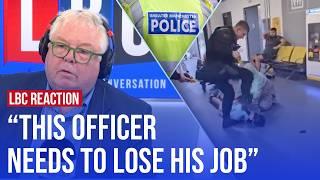 Police officer filmed stamping on man’s head at Manchester Airport | LBC reaction