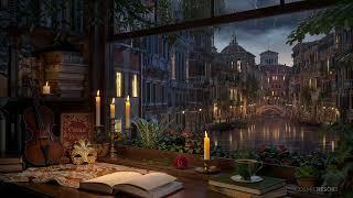 Venice Study Room Ambience with Gentle Rain & Distant Thunder Sounds