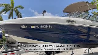 2016 Stingray 234 LR bowrider boat with a 250 hp Yamaha four-stroke engine for sale. Only 67 hours.