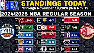 NBA Standings today as of November 18,2024 | NBA Game results today | NBA Game Schedules November 19