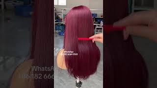 Burgundy straight with bang 16inch 180% density, do you like? #straight #burgundyhair #99jwigs