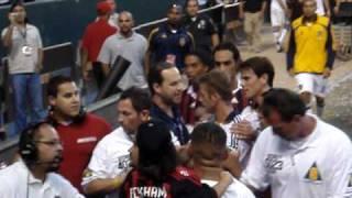 Beckham Confronts LA Riot at AC Milan vs LA Galaxy Game