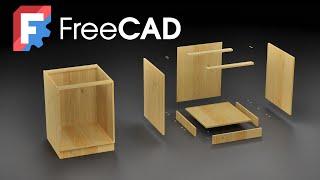 Freecad 1.0 - Parametric Cabinet Assembly - Woodworking