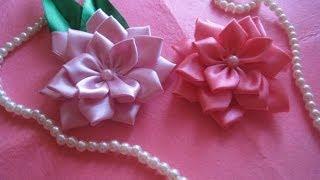 Цветы канзаши из атласных лент. DIY Satin Ribbon Flower / Kanzashi Flower Tutorial