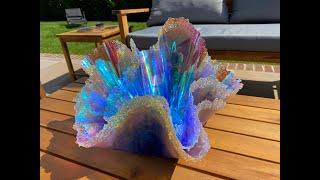 305 - Chameleon Iridescent luminous Sculpture - Resin Free Form with Stone Coat Countertop & Bling