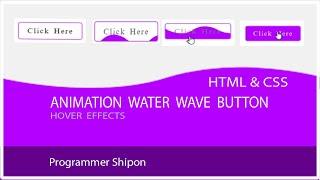 button like Water Waves hover effects . Html & Css animation . programmer Shipon